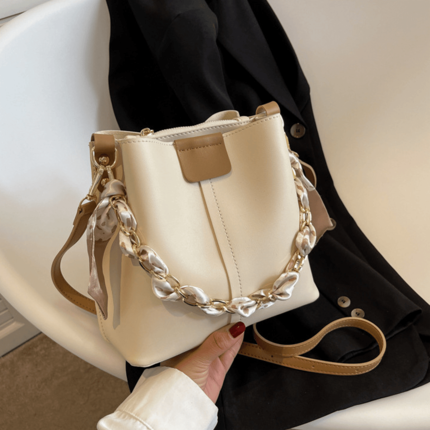 Chic Chain Bucket Tote Bag