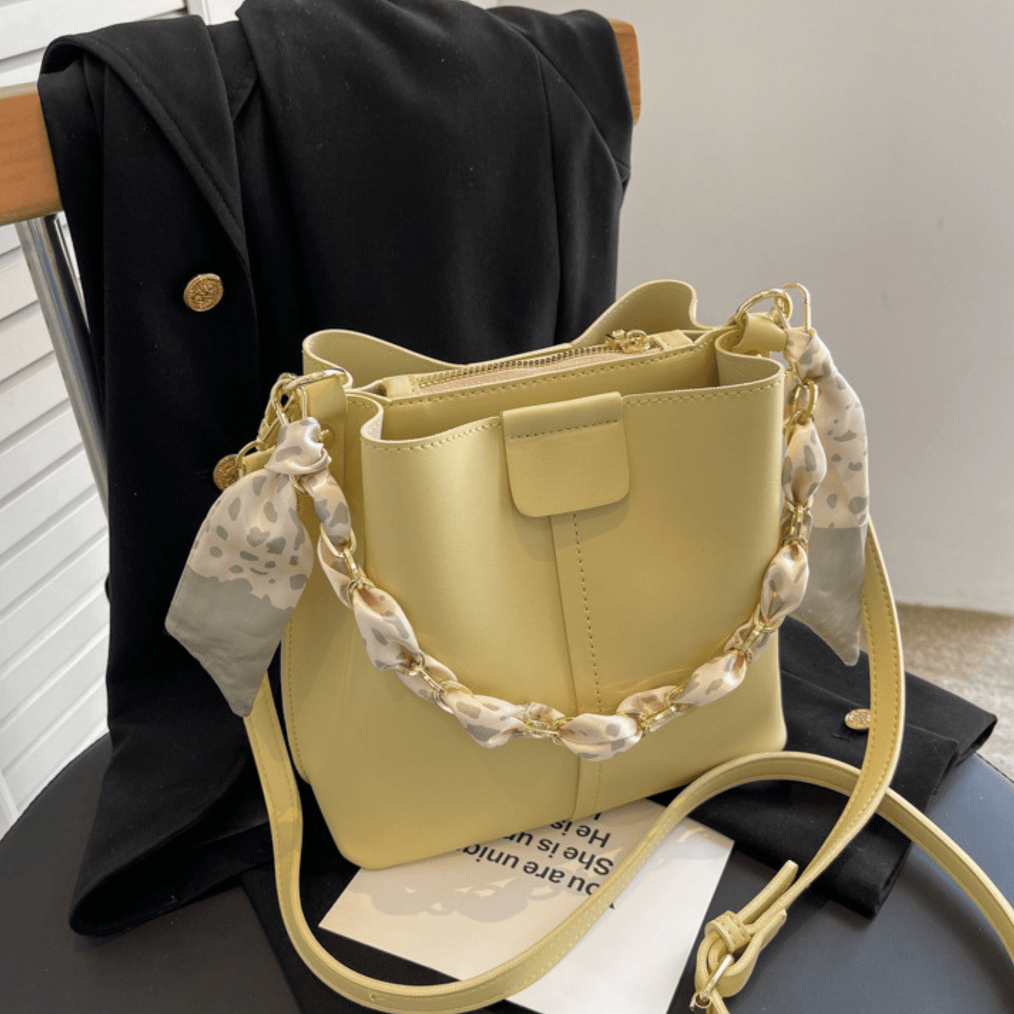 Chic Chain Bucket Tote Bag